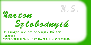 marton szlobodnyik business card